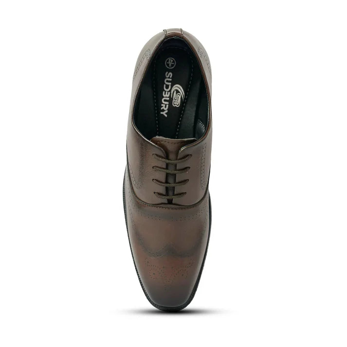 Men’s Brown Brogue Wingtip Oxford Shoes – Classic Formal Leather Footwear