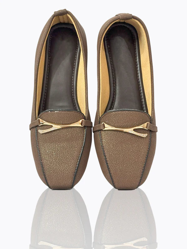 Royal Brown – Luxe Gold Buckle Women’s Formal Loafers