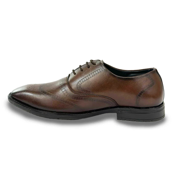 Men’s Brown Brogue Wingtip Oxford Shoes – Classic Formal Leather Footwear