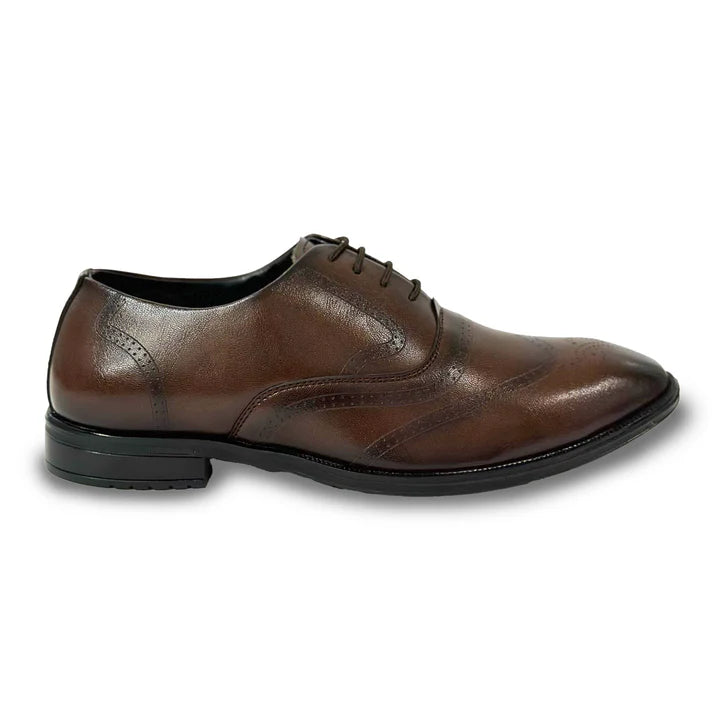 Men’s Brown Brogue Wingtip Oxford Shoes – Classic Formal Leather Footwear