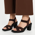 Mocha Grace – Brown Block Heel Sandals with Cross Straps