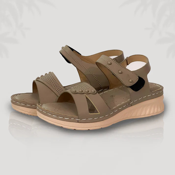 Beige Orthopedic Comfort Wedge Sandals – All-Day Support with Style
