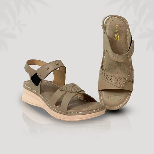 Beige Orthopedic Comfort Wedge Sandals – All-Day Support with Style
