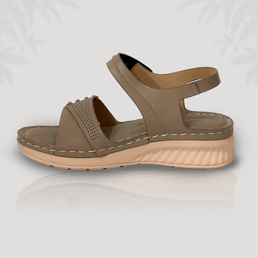 Beige Orthopedic Comfort Wedge Sandals – All-Day Support with Style