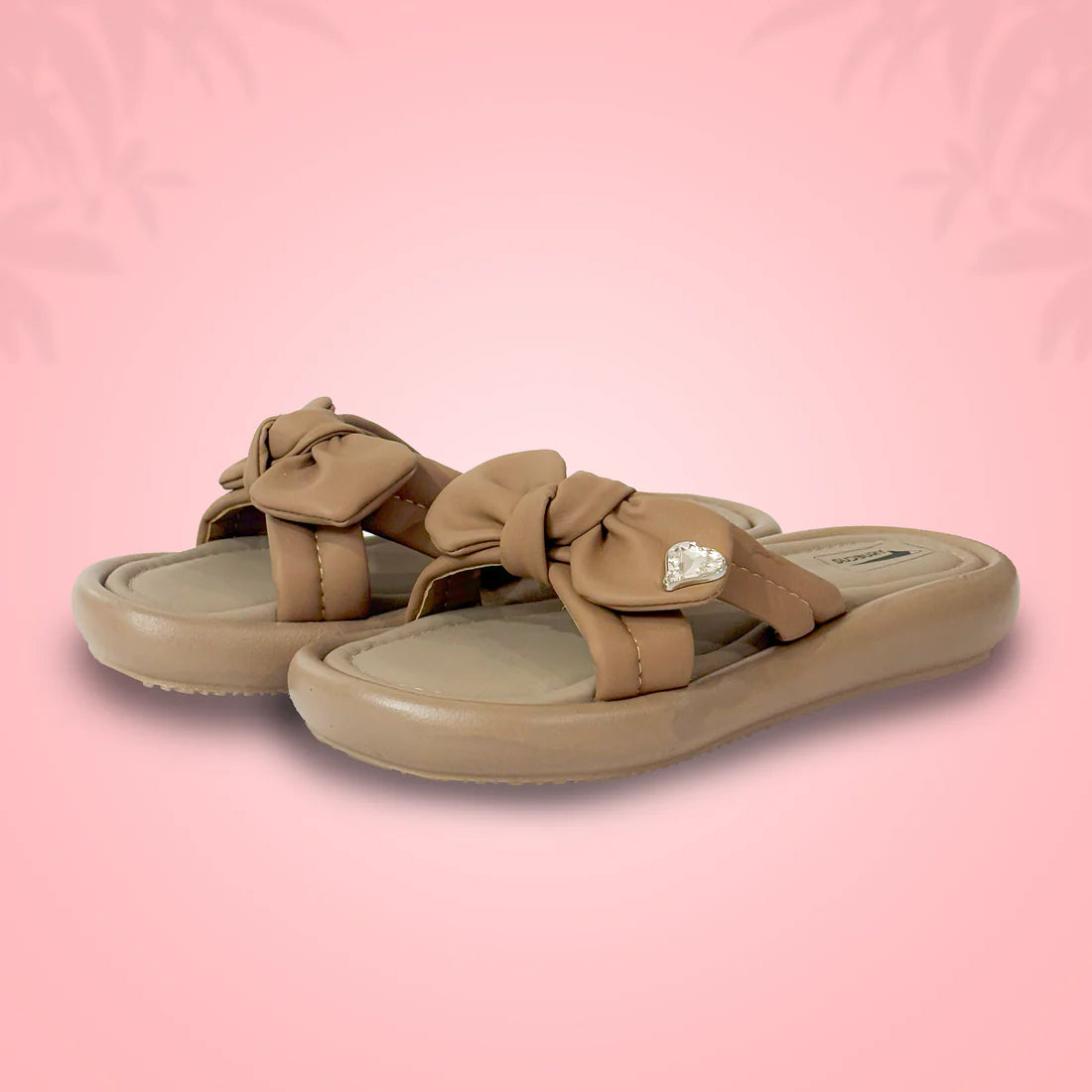 Tan Knot Bow Comfort Sandals – Sweetheart Style with All-Day Ease