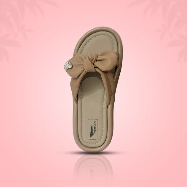 Tan Knot Bow Comfort Sandals – Sweetheart Style with All-Day Ease