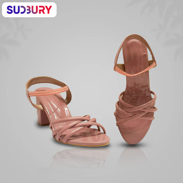 Sudbury BlushWeave – Women’s Strappy Block Heel Sandals in Blush Pink