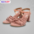 Sudbury BlushWeave – Women’s Strappy Block Heel Sandals in Blush Pink