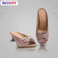 Sudbury LuxeBuckle – Nude Glossy Block Heel Mules for Women