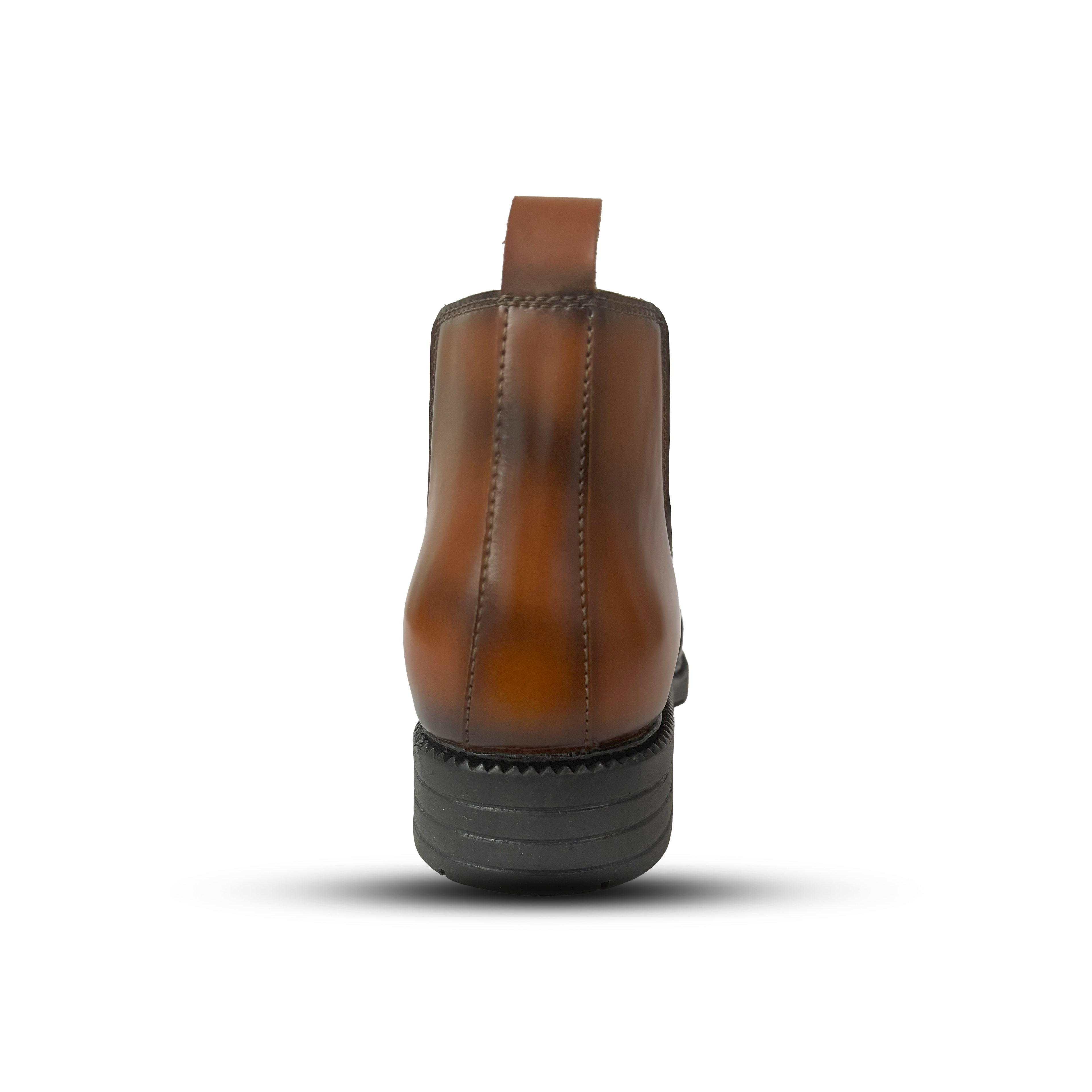 Brown leather boot sole on a white background