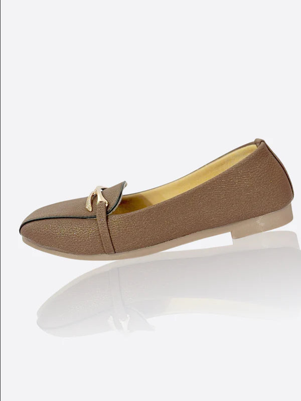 Royal Brown – Luxe Gold Buckle Women’s Formal Loafers