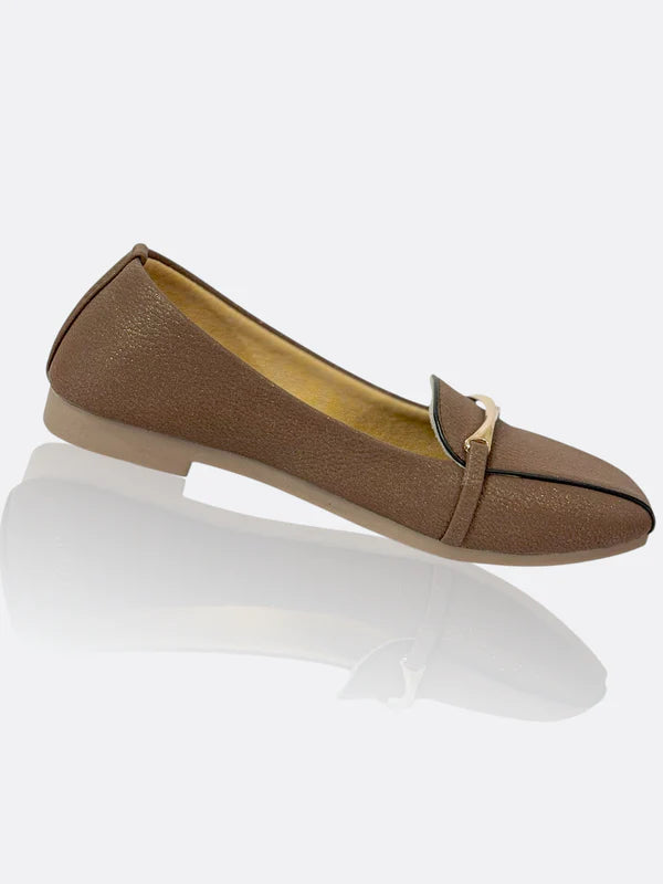 Royal Brown – Luxe Gold Buckle Women’s Formal Loafers