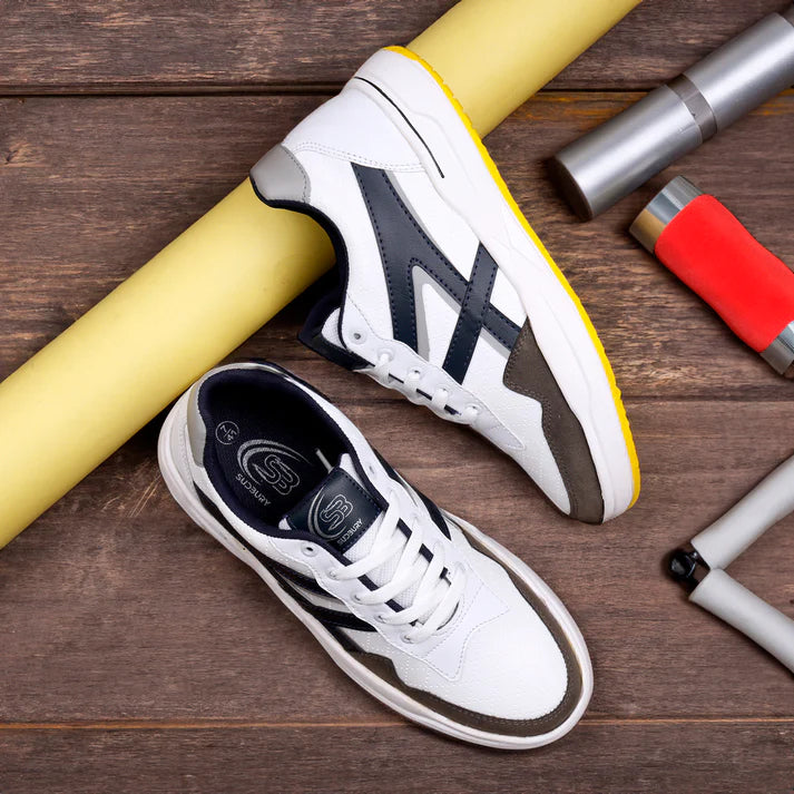 Sudbury StreetPulse – White & Navy Stylish Sneakers for Men | Lightweight & Trendy