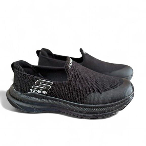 Sudbury Black Mesh Slip-On Sneakers for Men – Lightweight, Breathable & Stylish