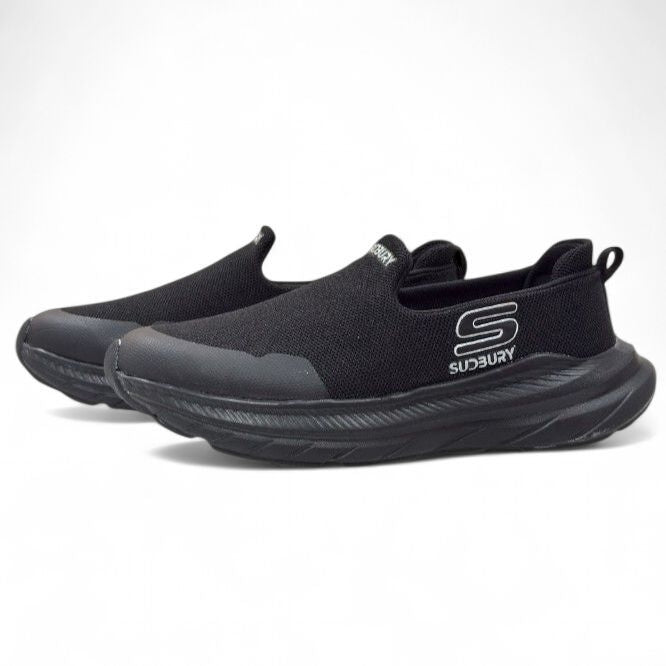 Sudbury Black Mesh Slip-On Sneakers for Men – Lightweight, Breathable & Stylish