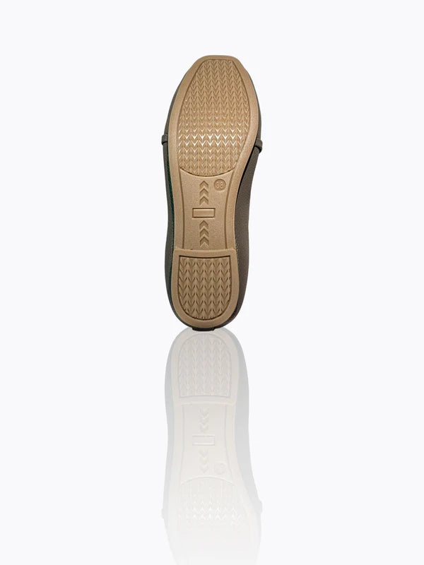 Urban Grey – Golden Accent Loafers for Women