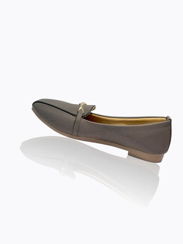 Urban Grey – Golden Accent Loafers for Women